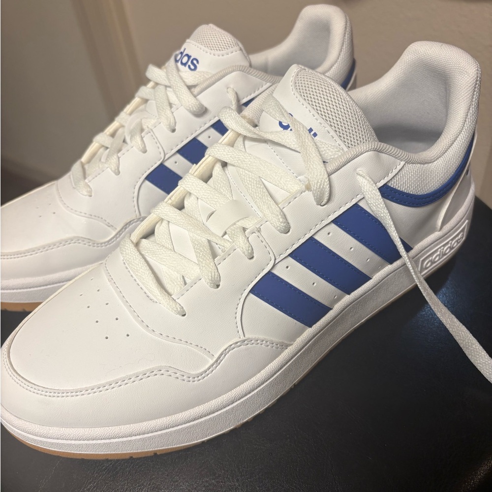 adidas White and Black Textile Shoe Interior Label